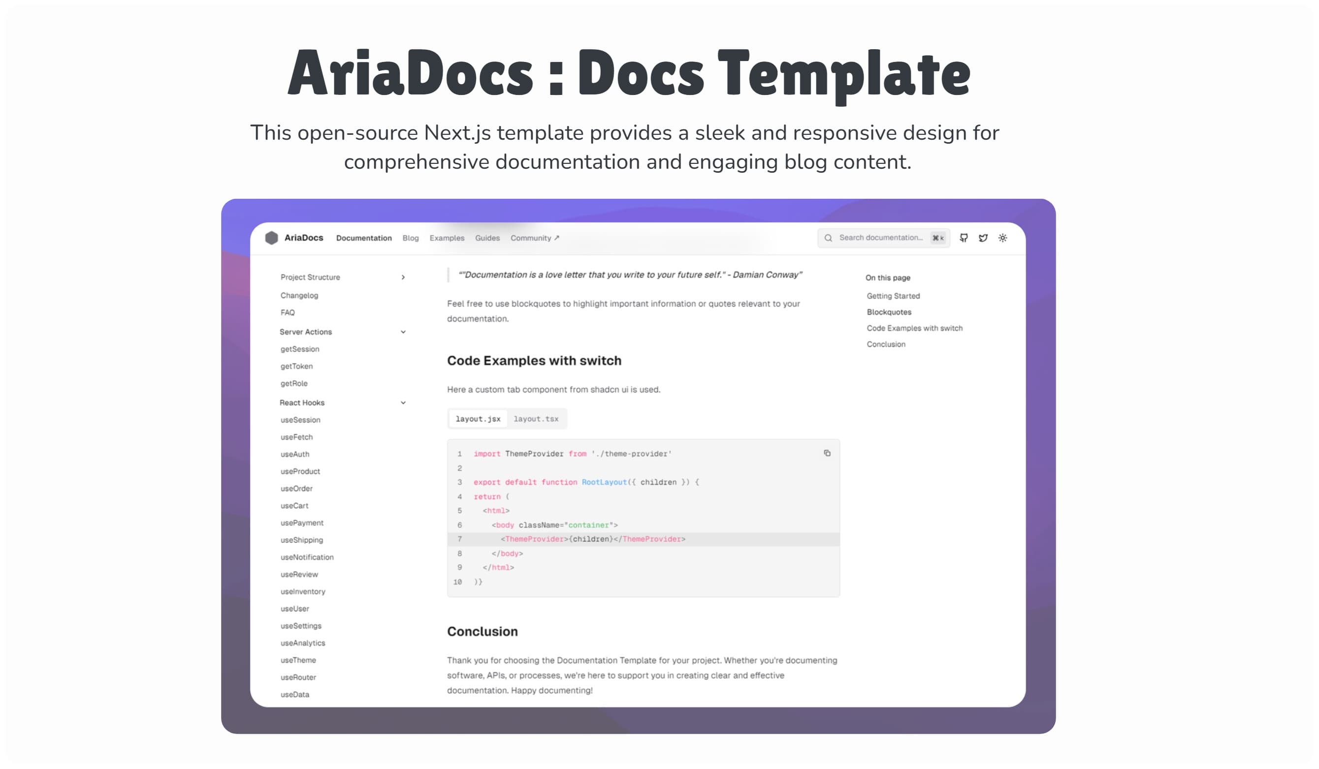 AriaDocs template screenshot
