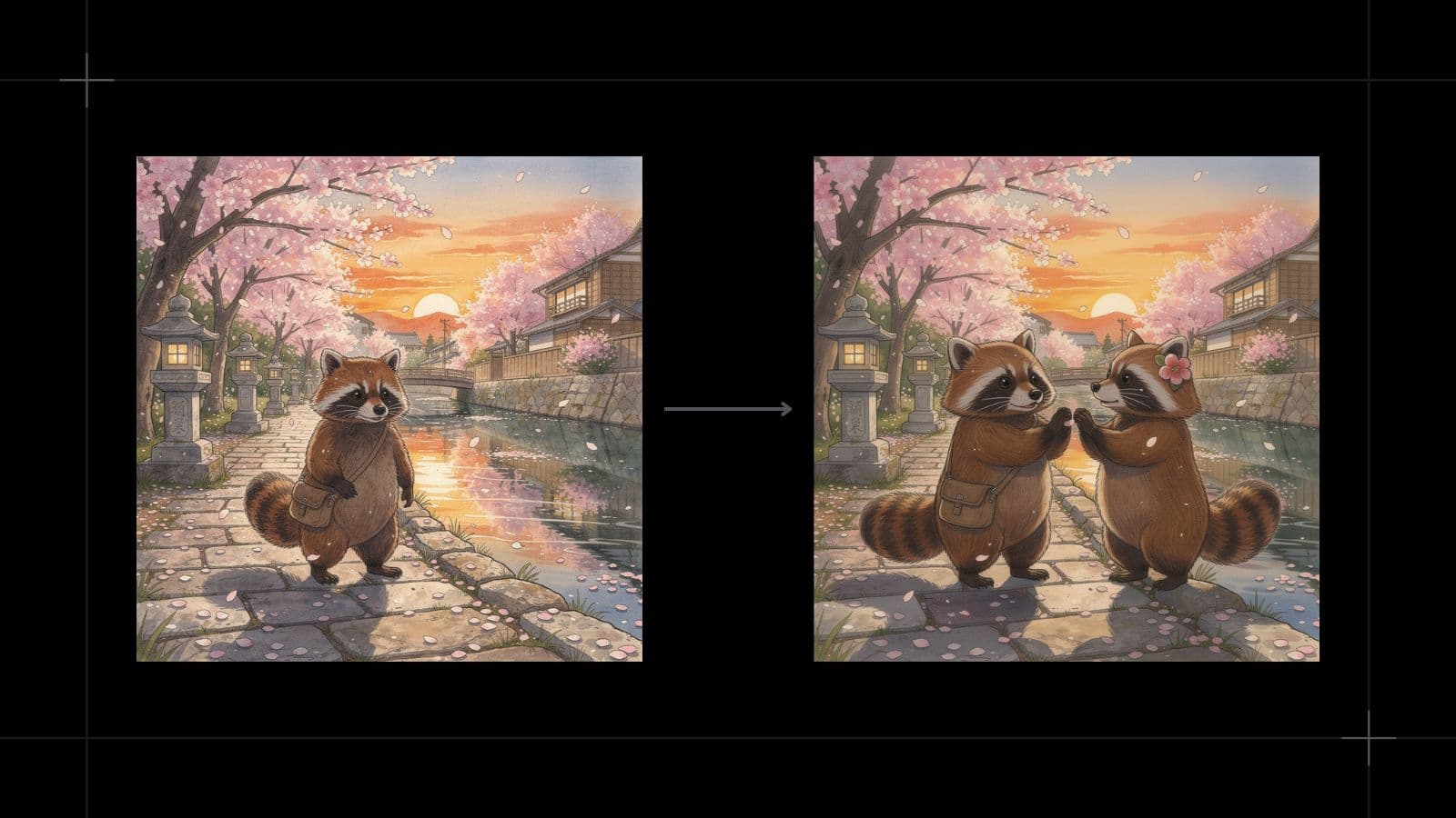 "Edit this to make it two tanukis on a date"