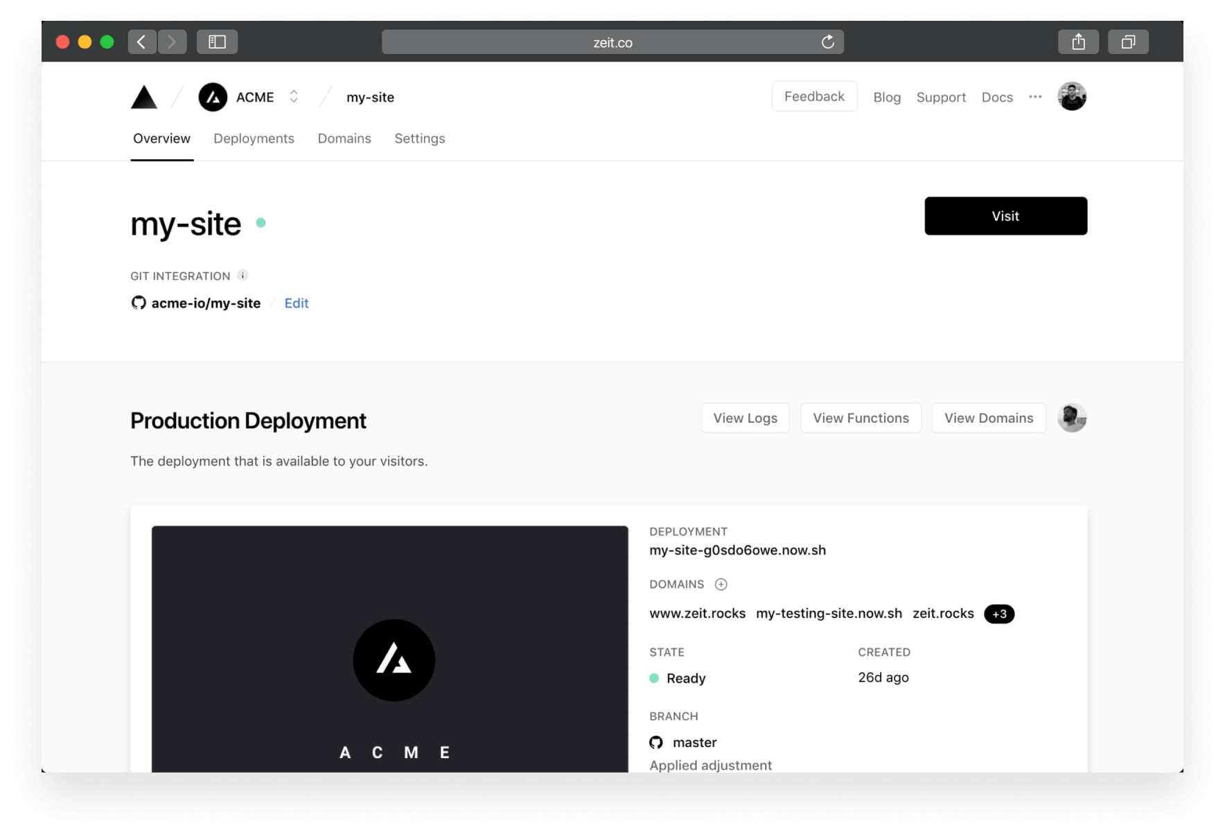 An overview of your live production deployment.