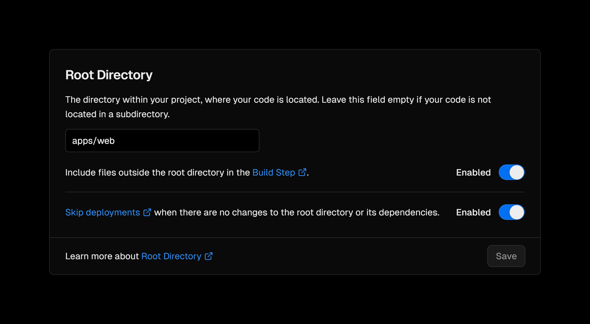 Root Directory Settings